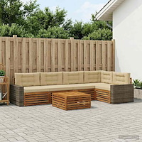 vidaXL Utomhussoffset 6 pcs Naturlig och Beige 79 x 79 x 37 cm