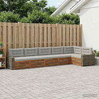 vidaXL Utomhussoffset 6 pcs Naturlig och ljusgrå 402 x 172,5 x 73 cm