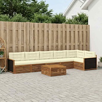 vidaXL Utomhussoffset 7 pcs Naturlig och Grädde 79 x 79 x 37 cm