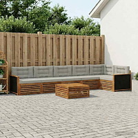 vidaXL Utomhussoffset 7 pcs Naturlig och ljusgrå 79 x 79 x 37 cm