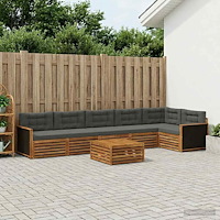 vidaXL Utomhussoffset 7 pcs Naturlig och Antracit 79 x 79 x 37 cm