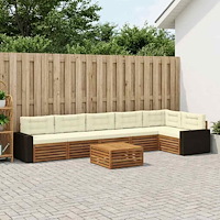 vidaXL Utomhussoffset 7 pcs Naturlig och Grädde 79 x 79 x 37 cm