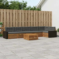 vidaXL Utomhussoffset 7 pcs Naturlig och Antracit 79 x 79 x 37 cm