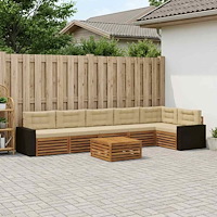 vidaXL Utomhussoffset 7 pcs Naturlig och Beige 79 x 79 x 37 cm