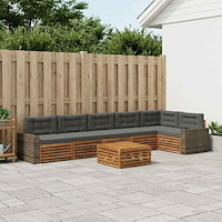 vidaXL Utomhussoffset 7 pcs Naturlig och Antracit 79 x 79 x 37 cm