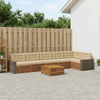 vidaXL Utomhussoffset 7 pcs Naturlig och Beige 79 x 79 x 37 cm