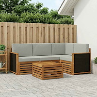 vidaXL Utomhussoffset 5 pcs Naturlig och ljusgrå 59 x 59 x 37 cm