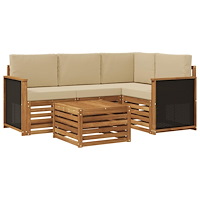 vidaXL Utomhussoffset 5 pcs Naturlig och Beige 59 x 59 x 37 cm