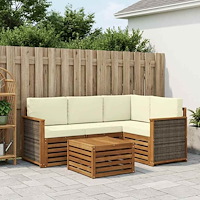 vidaXL Utomhussoffset 5 pcs Naturlig och Grädde 59 x 59 x 37 cm