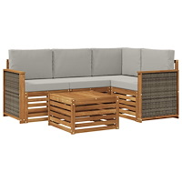 vidaXL Utomhussoffset 5 pcs Naturlig och ljusgrå 59 x 59 x 37 cm