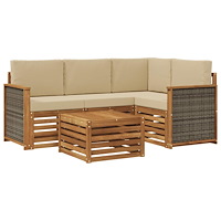 vidaXL Utomhussoffset 5 pcs Naturlig och Beige 59 x 59 x 37 cm