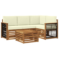 vidaXL Utomhussoffset 5 pcs Naturlig och Grädde 59 x 59 x 37 cm