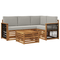 vidaXL Utomhussoffset 5 pcs Naturlig och ljusgrå 59 x 59 x 37 cm