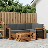 vidaXL Utomhussoffset 5 pcs Naturlig och Antracit 59 x 59 x 37 cm