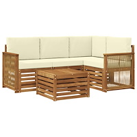 vidaXL Utomhussoffset 5 pcs Naturlig och Grädde 59 x 59 x 37 cm