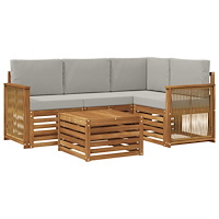 vidaXL Utomhussoffset 5 pcs Naturlig och ljusgrå 59 x 59 x 37 cm