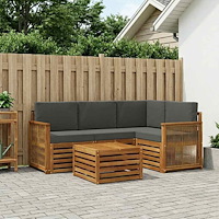 vidaXL Utomhussoffset 5 pcs Naturlig och Antracit 59 x 59 x 37 cm