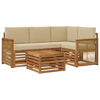 vidaXL Utomhussoffset 5 pcs Naturlig och Beige 59 x 59 x 37 cm