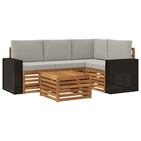 vidaXL Utomhussoffset 5 pcs Naturlig och ljusgrå 59 x 59 x 37 cm