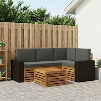 vidaXL Utomhussoffset 5 pcs Naturlig och Antracit 59 x 59 x 37 cm