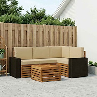 vidaXL Utomhussoffset 5 pcs Naturlig och Beige 59 x 59 x 37 cm