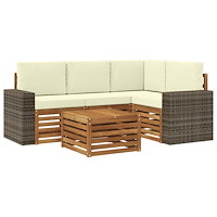 vidaXL Utomhussoffset 5 pcs Naturlig och Grädde 59 x 59 x 37 cm