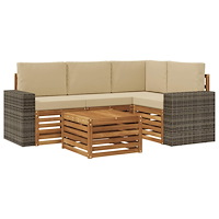 vidaXL Utomhussoffset 5 pcs Naturlig och Beige 59 x 59 x 37 cm