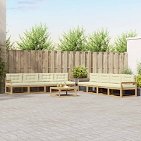 vidaXL Utomhussoffset 9 pcs Vit och grädde 79 x 79 x 37 cm Polyester