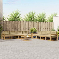 vidaXL Utomhussoffset 9 pcs Vit och Beige 79 x 79 x 37 cm Polyester