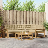 vidaXL Utomhussoffset 5 pcs Vit och Beige 79 x 79 x 37 cm Polyester