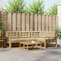vidaXL Utomhussoffset 5 pcs Vit och Beige 79 x 79 x 37 cm Polyester
