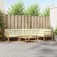 vidaXL Utomhussoffset 6 pcs Vit och grädde 79 x 79 x 37 cm Polyester