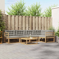vidaXL Utomhussoffset 6 pcs Vit och ljusgrå 79 x 79 x 37 cm Polyester