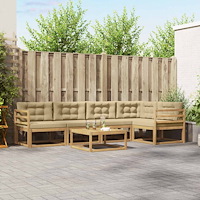 vidaXL Utomhussoffset 6 pcs Vit och Beige 79 x 79 x 37 cm Polyester