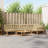 vidaXL Utomhussoffset 6 pcs Vit och Beige 79 x 79 x 37 cm Polyester