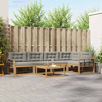 vidaXL Utomhussoffset 6 pcs Vit och ljusgrå 79 x 79 x 37 cm Polyester
