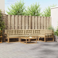 vidaXL Utomhussoffset 6 pcs Vit och Beige 79 x 79 x 37 cm Polyester