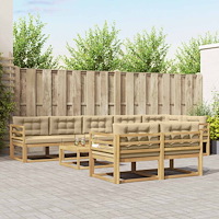vidaXL Utomhussoffset 9 pcs Vit och Beige 79 x 79 x 37 cm Polyester