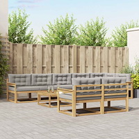 vidaXL Utomhussoffset 9 pcs Vit och ljusgrå 79 x 79 x 37 cm Polyester