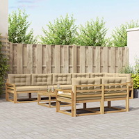 vidaXL Utomhussoffset 9 pcs Vit och Beige 79 x 79 x 37 cm Polyester