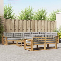 vidaXL Utomhussoffset 9 pcs Vit och ljusgrå 79 x 79 x 37 cm Polyester