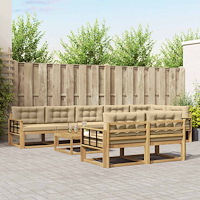 vidaXL Utomhussoffset 9 pcs Vit och Beige 79 x 79 x 37 cm Polyester