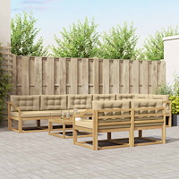vidaXL Utomhussoffset 9 pcs Vit och Beige 79 x 79 x 37 cm Polyester