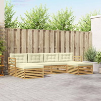 vidaXL Utomhussoffset 6 pcs Vit och grädde 325 x 162,5 x 73 cm