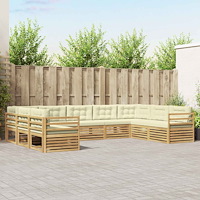 vidaXL Utomhussoffset 9 pcs Vit och grädde 404 x 245,5 x 73 cm