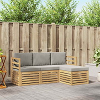 vidaXL Utomhussoffset 4 pcs Vit och ljusgrå 185,5 x 122,5 x 73 cm