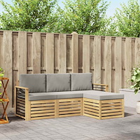 vidaXL Utomhussoffset 4 pcs Vit och ljusgrå 189,5 x 122,5 x 73 cm
