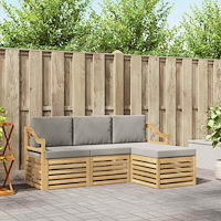vidaXL Utomhussoffset 4 pcs Vit och ljusgrå 185,5 x 122,5 x 73 cm