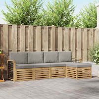 vidaXL Utomhussoffset 5 pcs Vit och ljusgrå 249 x 122,5 x 73 cm