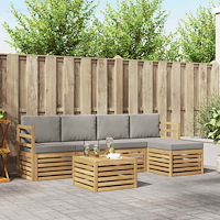 vidaXL Utomhussoffset 6 pcs Vit och ljusgrå 59 x 59 x 37 cm Polyester